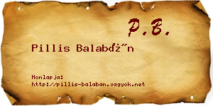 Pillis Balabán névjegykártya